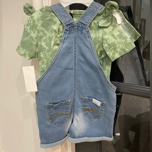 NWT 7 for all Mankind overalls set shirt shorts coveralls - Picture 2 of 4